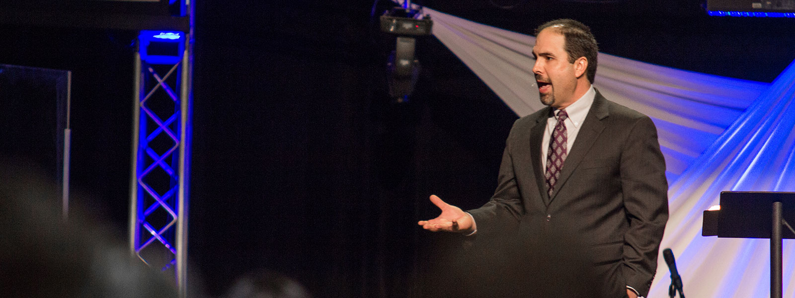 dr. graffagnino preaches on chapel stage