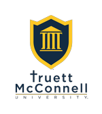 TMU word mark - emblem lockup with improperly overlaid image - cross