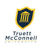 TMU word mark - emblem lockup that is skewed
