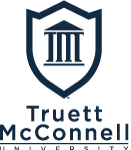 Vertical wordmark and emblem lockup in navy