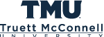 Vertical word mark and monogram lockup in navy