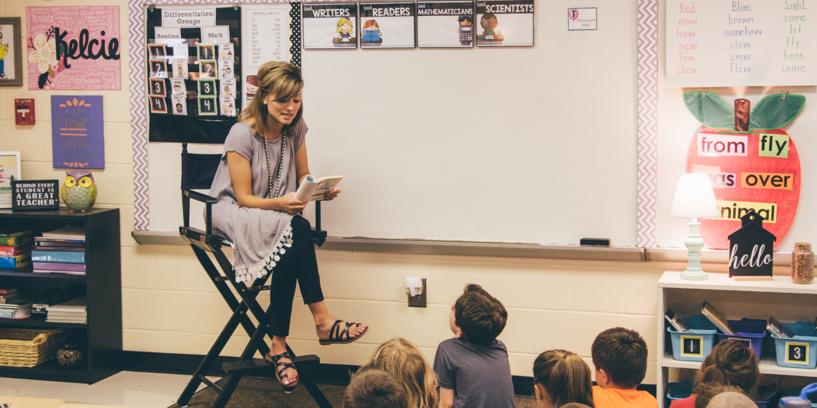Teacher reading to class
