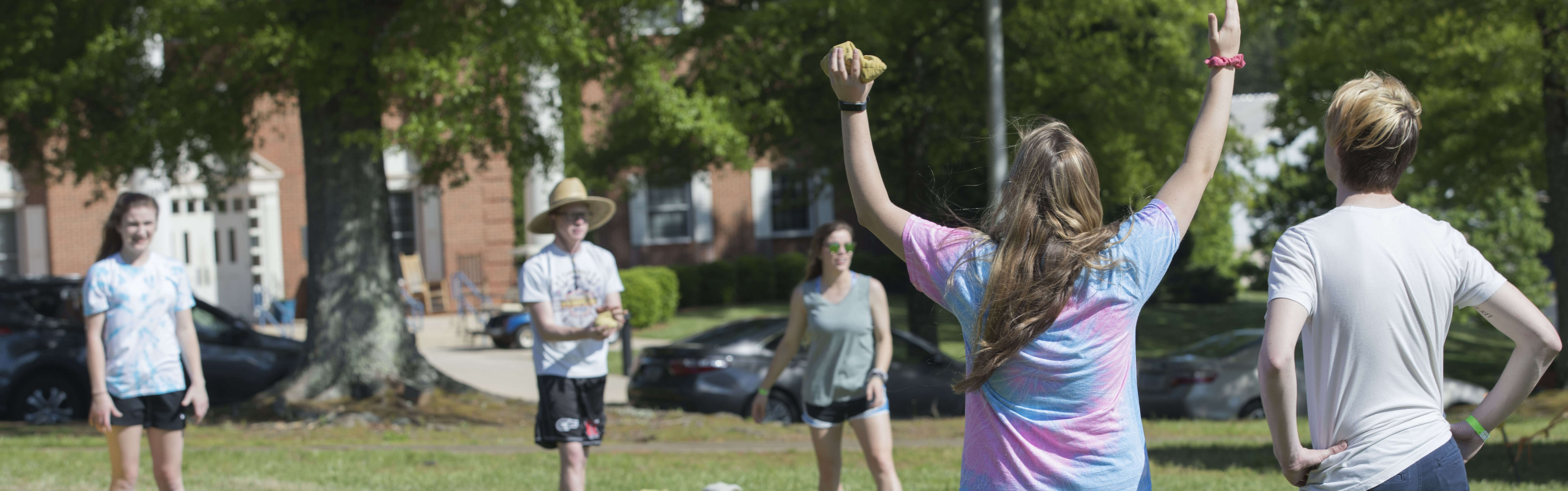 Students Playing Cornhole