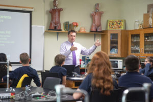 Dr. Bob Bowen, Dean of STEM provides insight on the program to prospective TMU students during STEM Day.